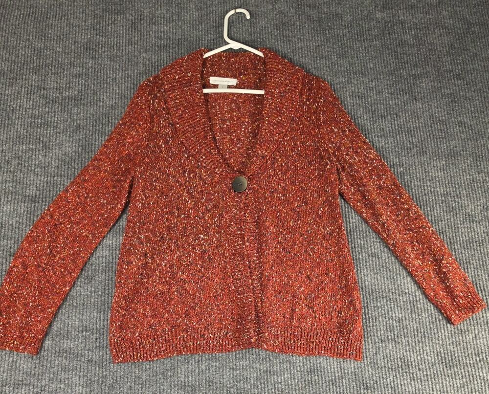 Christopher & Banks Red Sweater Buttons Long Sleeve Women's Size Large
